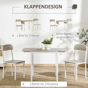 Essgruppe 3-teilig klappbar Natur & Weiss