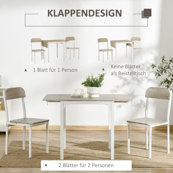 Essgruppe 3-teilig klappbar Natur & Weiss