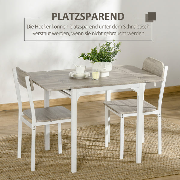 Essgruppe 3-teilig klappbar Natur & Weiss