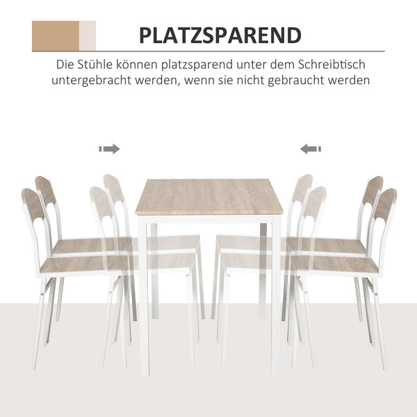 Essgruppe mit Esstisch und 4 Stühlen platzsparend grau weiss