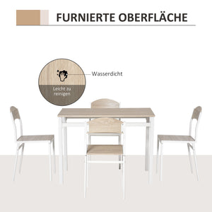 Essgruppe mit Esstisch und 4 Stühlen platzsparend grau weiss