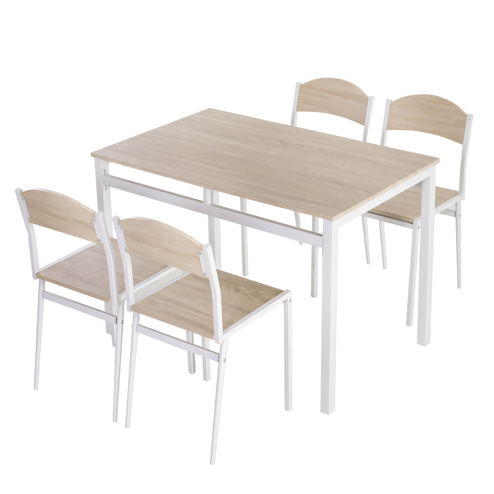 Essgruppe mit Esstisch und 4 Stühlen platzsparend grau weiss