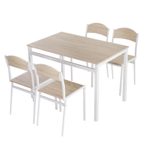 Essgruppe mit Esstisch und 4 Stühlen platzsparend grau weiss