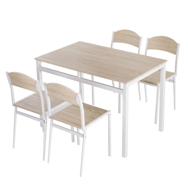 Essgruppe mit Esstisch und 4 Stühlen platzsparend grau weiss