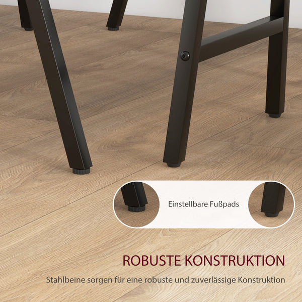Essgruppe 5-teilig mit Polster Tisch und 4 Stühlen Leinenoptik dunkelgrau
