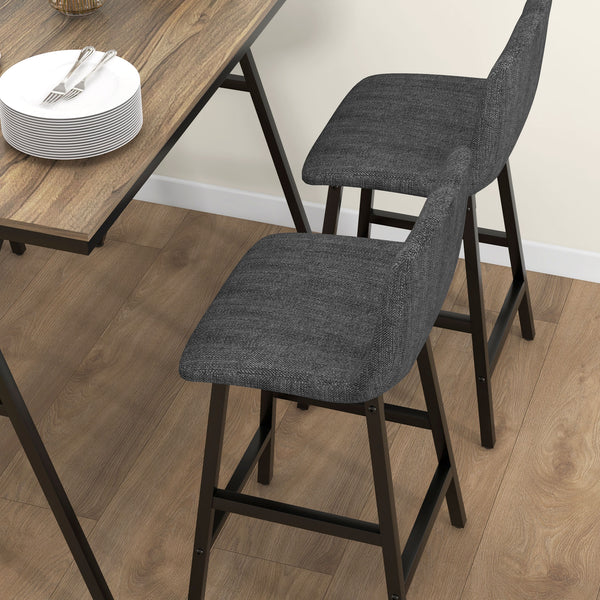 Essgruppe 5-teilig mit Polster Tisch und 4 Stühlen Leinenoptik dunkelgrau