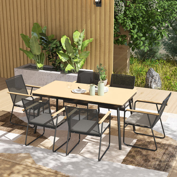Sitzgruppe Essgruppe Esstisch Stühle für 6 Personen Metall Holz