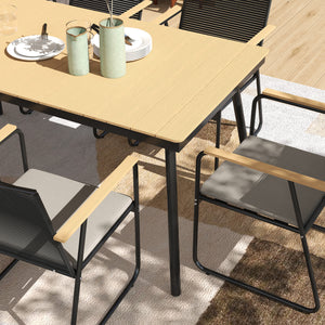 Sitzgruppe Essgruppe Esstisch Stühle für 6 Personen Metall Holz