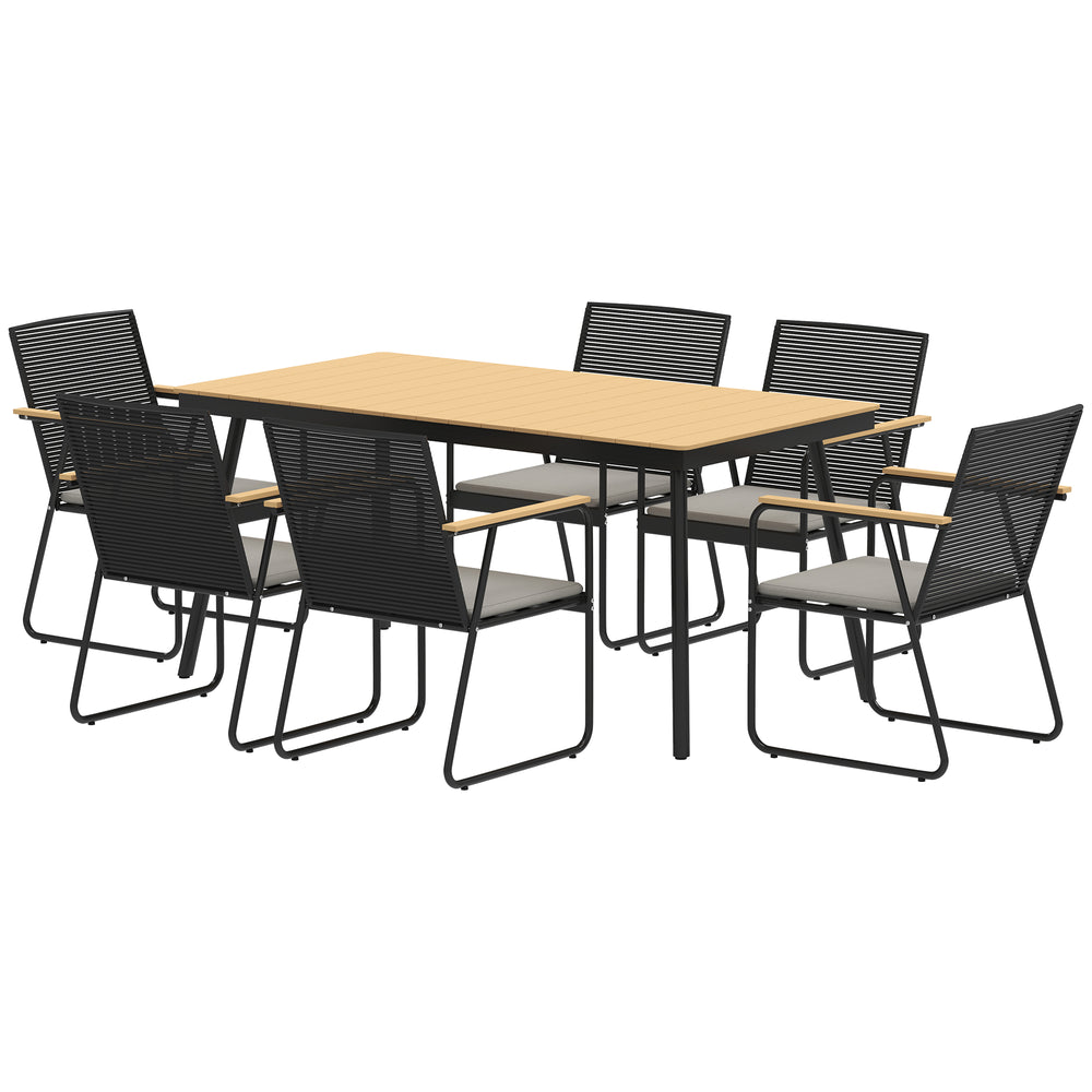 Sitzgruppe Essgruppe Esstisch Stühle für 6 Personen Metall Holz