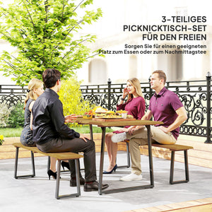 Essgruppe Esstisch mit Bänken und Schirmloch für 6 Personen Holz