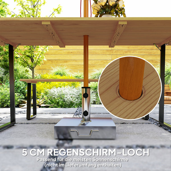 Essgruppe Esstisch mit Bänken und Schirmloch für 6 Personen Holz