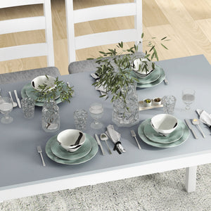 Essgruppe 4-teilig mit Tisch Bank und 2 Stühlen grau weiss