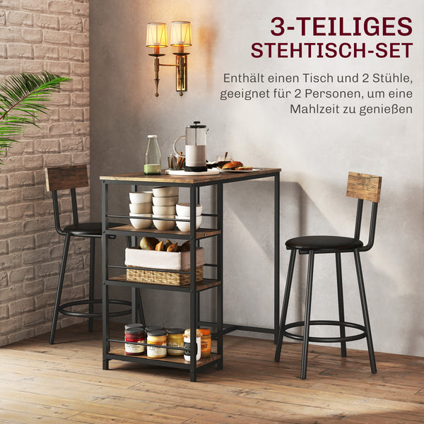 Essgruppe mit Bartisch und Stühlen klein mit Regal für Küche schwarz