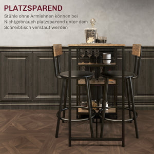 Essgruppe mit Bartisch und Stühlen klein mit Regal für Küche schwarz