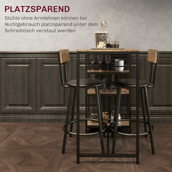 Essgruppe mit Bartisch und Stühlen klein mit Regal für Küche schwarz