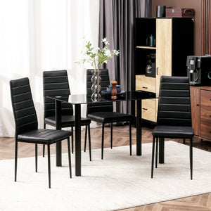 Essgruppe mit Glastisch und 4 Stühlen modern schwarz