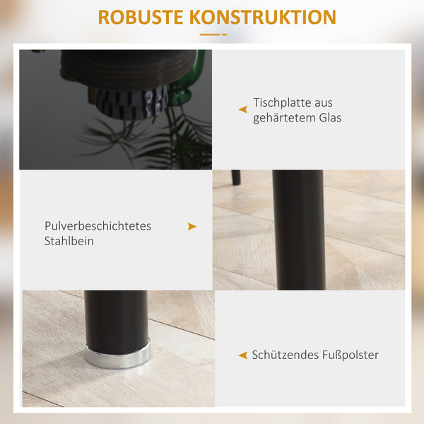 Essgruppe mit Glastisch und 4 Stühlen modern schwarz