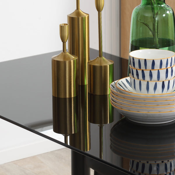 Essgruppe mit Glastisch und 4 Stühlen modern schwarz