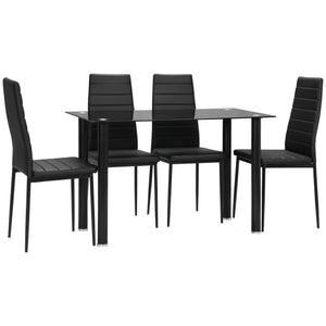 Essgruppe mit Glastisch und 4 Stühlen modern schwarz