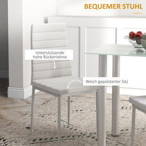 Essgruppe Esstisch Glastisch modern mit 4 Stühlen weiss
