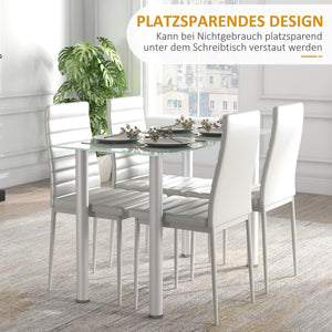Essgruppe Esstisch Glastisch modern mit 4 Stühlen weiss