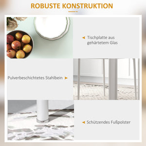 Essgruppe Esstisch Glastisch modern mit 4 Stühlen weiss