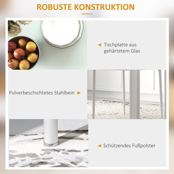 Essgruppe Esstisch Glastisch modern mit 4 Stühlen weiss