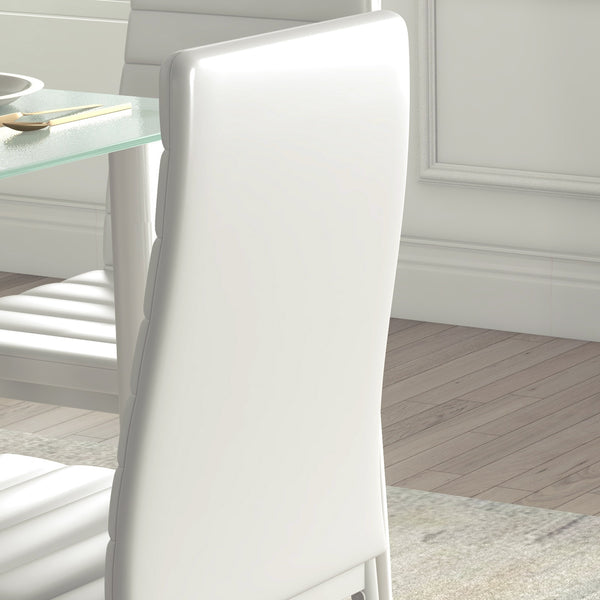 Essgruppe Esstisch Glastisch modern mit 4 Stühlen weiss