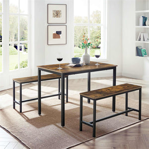 Esstisch 3-teilig Set mit 2 Bänken