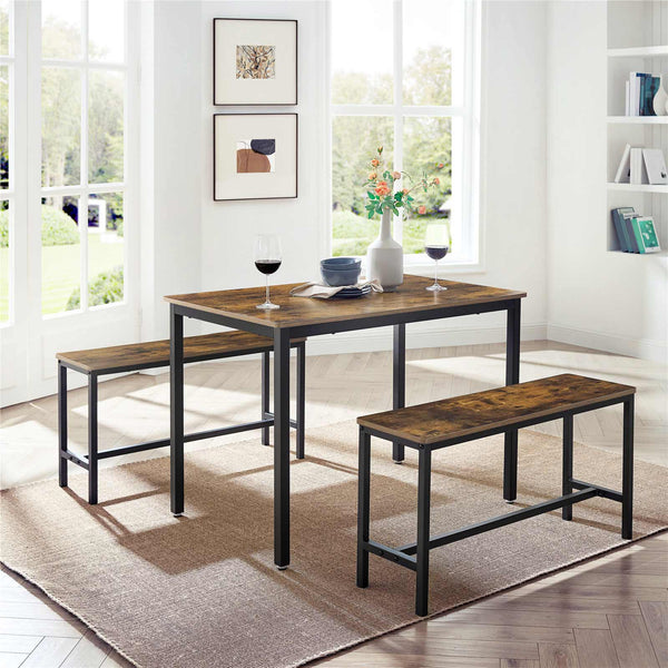 Esstisch 3-teilig Set mit 2 Bänken