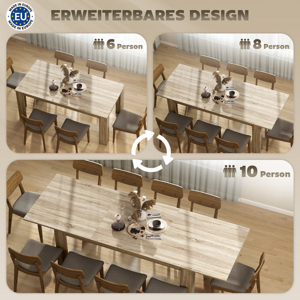 Esstisch ausziehbar erweiterbar für 6 bis 10 Personen Holz