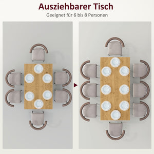 Esstisch ausziehbar mit Stahlbeinen für 6 bis 8 Personen