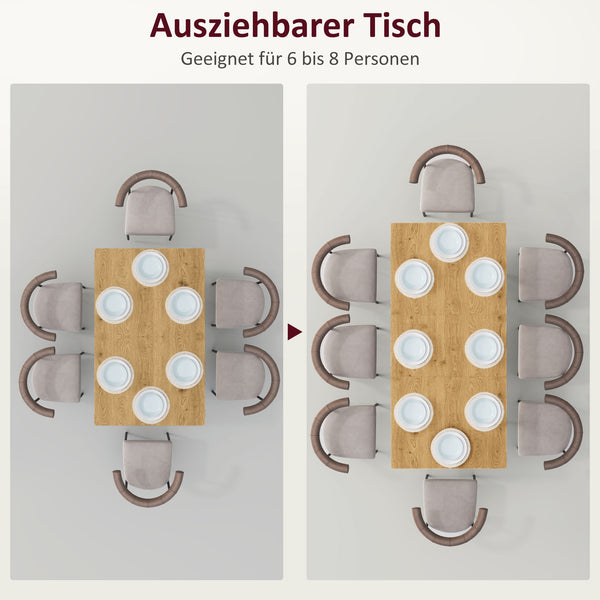 Esstisch ausziehbar mit Stahlbeinen für 6 bis 8 Personen