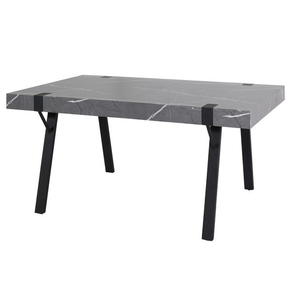 Esstisch Küchentisch Esszimmertisch Industrial Metall 150x90cm Marmor-Optik grau