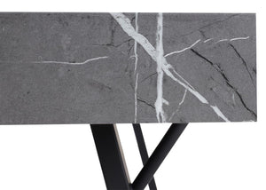 Esstisch Küchentisch Esszimmertisch Industrial Metall 150x90cm Marmor-Optik grau