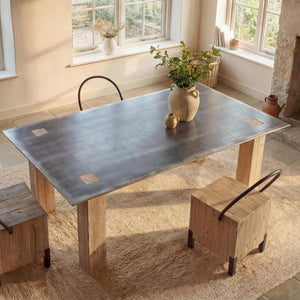 Esstisch Esszimmertisch Industrial Massivholz 240x100cm natur Metall-Optik