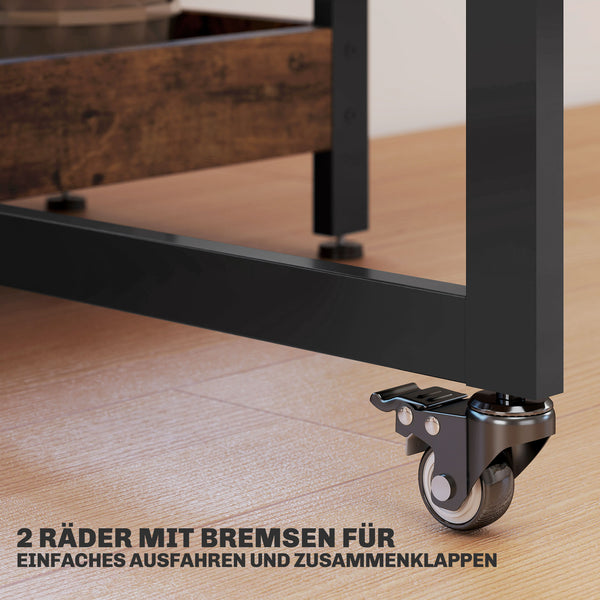 Esstisch klappbar Industriedesign mit Regal für 4 Personen braun