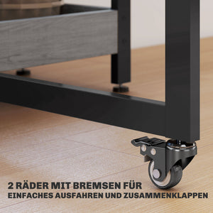 Esstisch klappbar Industriedesign mit Regalen für 4 Personen grau