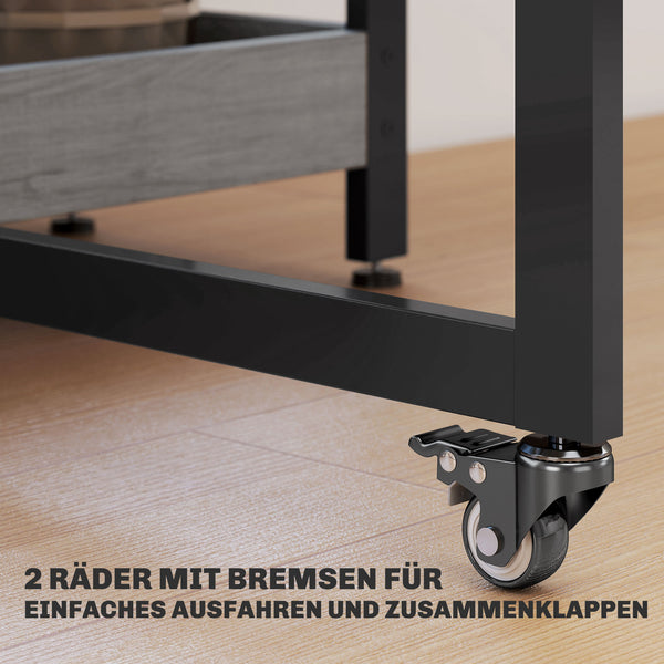 Esstisch klappbar Industriedesign mit Regalen für 4 Personen grau