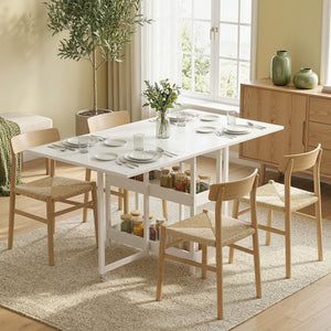 Esstisch klappbar Industriedesign mit Regal für 4 Personen weiss