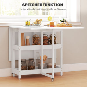 Esstisch klappbar Industriedesign mit Regal für 4 Personen weiss