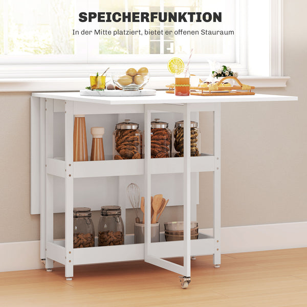 Esstisch klappbar Industriedesign mit Regal für 4 Personen weiss