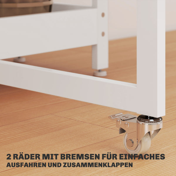 Esstisch klappbar Industriedesign mit Regal für 4 Personen weiss