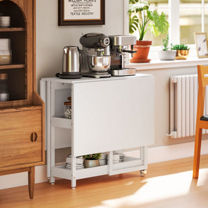 Esstisch klappbar Industriedesign mit Regal für 4 Personen weiss
