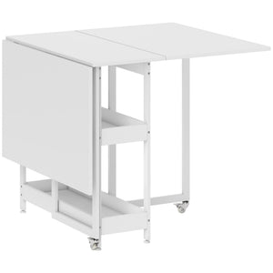 Esstisch klappbar Industriedesign mit Regal für 4 Personen weiss