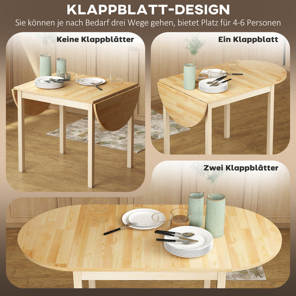 Esstisch Küchentisch klappbar für 6 Personen aus Holz natur
