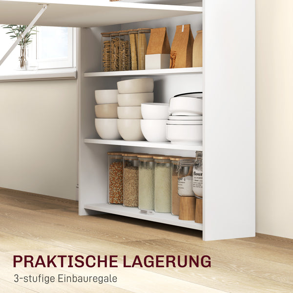 Esstisch klappbar mit Regalen für kleine Räume weiss