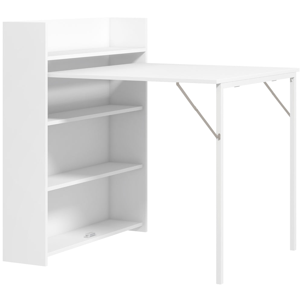 Esstisch klappbar mit Regalen für kleine Räume weiss