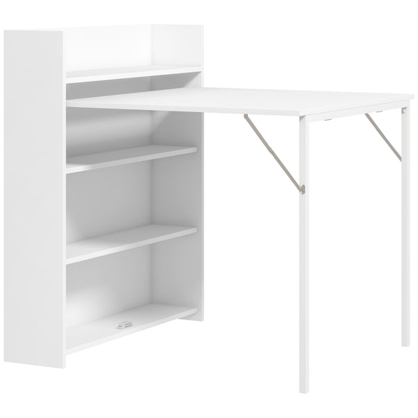 Esstisch klappbar mit Regalen für kleine Räume weiss