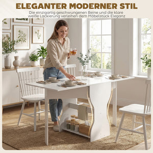 Esstisch klappbar mit Stauraum für kleine Räume weiss